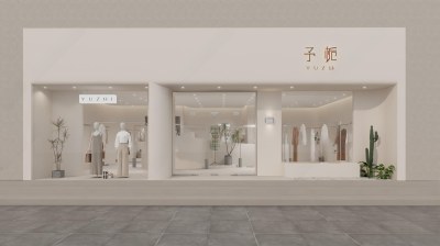 现代服装店门头3D模型下载